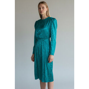 Vintage Argenti Women's Blue Silk Leopard Print Evening Cocktail Dress Size 8